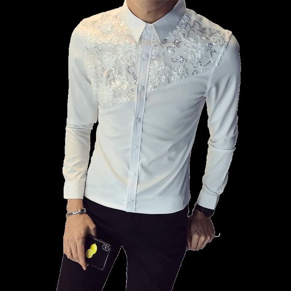 british shirt men fashion 2021 autumn new clothes lace patchwork streetwear male shirt long sleeve slim fit prom tuxedo, White;black
british shirt men fashion 2021 autumn new clothes lace patchwork streetwear male shirt long sleeve slim fit prom tuxedo, White;black