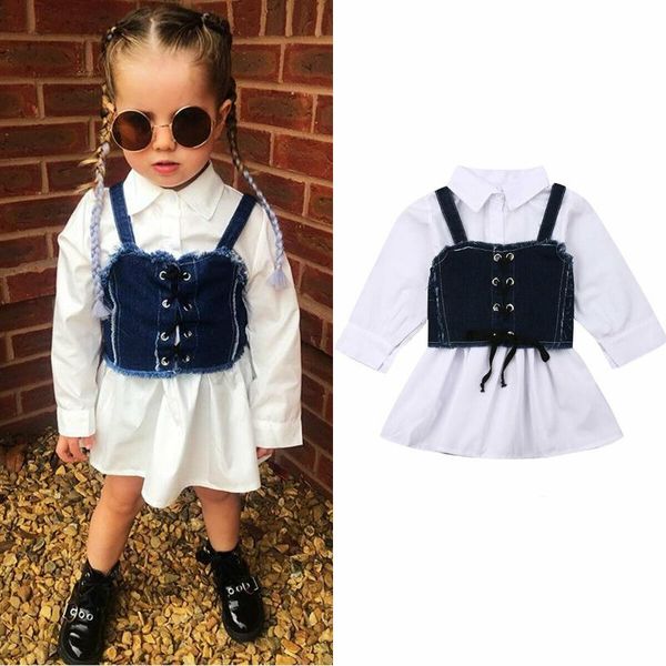 girl's dresses 1-6years fashion toddler kids baby girl long sleeve shirt dress sling denim vest autumn clothes sets, Red;yellow
girl's dresses 1-6years fashion toddler kids baby girl long sleeve shirt dress sling denim vest autumn clothes sets, Red;yellow