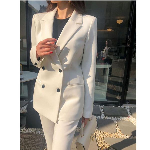 fashion 2 piece set women blazer set double-breasted slim jacket pant suit office ladies work female suit, White
fashion 2 piece set women blazer set double-breasted slim jacket pant suit office ladies work female suit, White