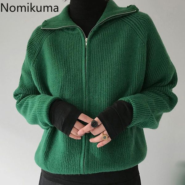 women's knits & tees nomikuma vintage turn-down zipper knitted cardigan causal long sleeve sweater coat 2021 autumn winter korean women, White
women's knits & tees nomikuma vintage turn-down zipper knitted cardigan causal long sleeve sweater coat 2021 autumn winter korean women, White