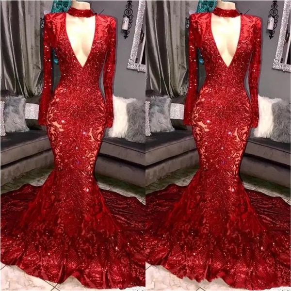 red royal blue 2022 gorgeous bling sequins prom dresses mermaid long sleeves v neck evening dress women elegant party gowns, Black;red
red royal blue 2022 gorgeous bling sequins prom dresses mermaid long sleeves v neck evening dress women elegant party gowns, Black;red