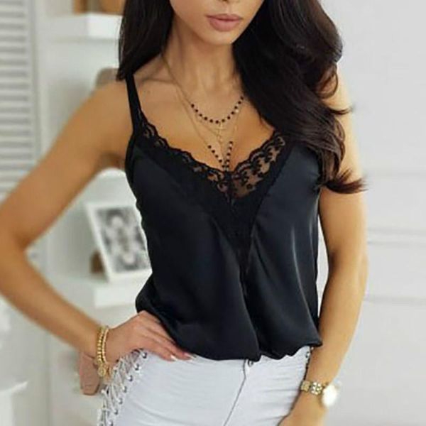 women summer sleeveless solid lace patchwork v-neck casual home style blouse, White
women summer sleeveless solid lace patchwork v-neck casual home style blouse, White