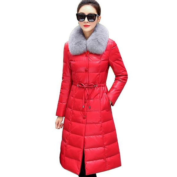 women's down & parkas tide outerwear winter woman coat large size thick white duck warm fur collar leather clothes, Black
women's down & parkas tide outerwear winter woman coat large size thick white duck warm fur collar leather clothes, Black
