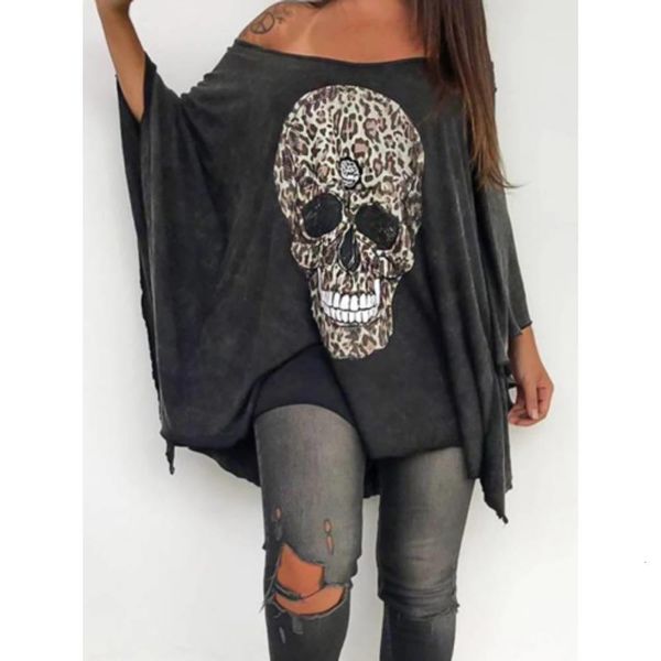 women casual summer t-shirt loose slash neck off shoulder skull print batwing sleeve tees shirt punk style plus size 2020, White
women casual summer t-shirt loose slash neck off shoulder skull print batwing sleeve tees shirt punk style plus size 2020, White