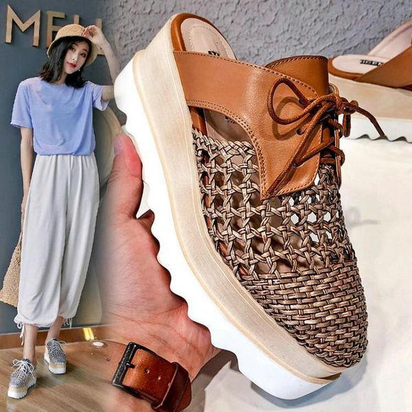 sondr 2020 women's baotou sandals patent leather no heel thick platform hollow slacks shoes wedge sandals ld-06 y200702, Black
sondr 2020 women's baotou sandals patent leather no heel thick platform hollow slacks shoes wedge sandals ld-06 y200702, Black