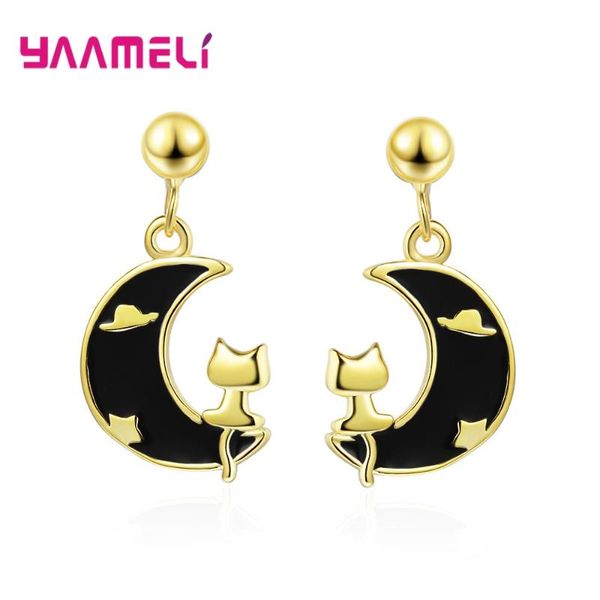 latest 925 sterling silver jewellery enameled moon cute cat charm drop earrings for women wedding engagement party accessories
latest 925 sterling silver jewellery enameled moon cute cat charm drop earrings for women wedding engagement party accessories
