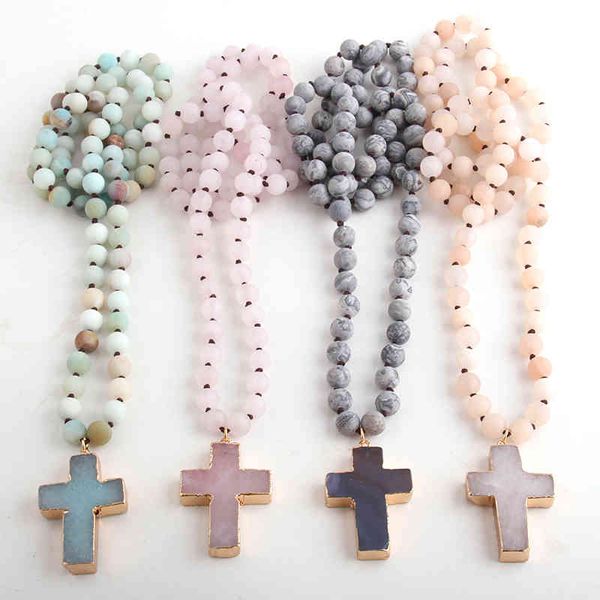 rh fashion bohemian tribal jewelry 8mm natural stones knotted stone cross pendant necklaces women ethnic necklace, Silver
rh fashion bohemian tribal jewelry 8mm natural stones knotted stone cross pendant necklaces women ethnic necklace, Silver