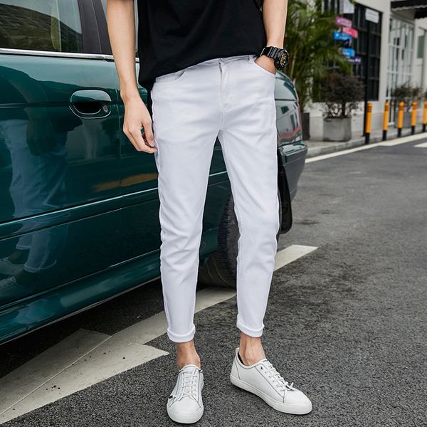 men's elastic slim white jeans korean youth versatile leggings capris fashion, Black
men's elastic slim white jeans korean youth versatile leggings capris fashion, Black