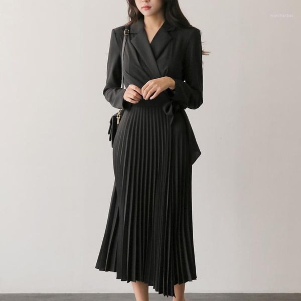 2019 new spring autumn long sleeve adjust waist pleated bow sashes dress fashion suit collar dress yy1111, Black;gray
2019 new spring autumn long sleeve adjust waist pleated bow sashes dress fashion suit collar dress yy1111, Black;gray