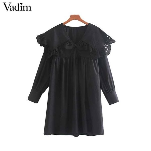 vadim women sweet ruffled straight mini dress hollow out embridery collar long sleeve pleated cute dresses vestido mujer qc683 y200102, White;black
vadim women sweet ruffled straight mini dress hollow out embridery collar long sleeve pleated cute dresses vestido mujer qc683 y200102, White;black