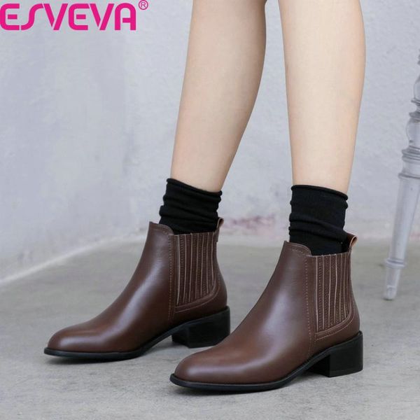 boots esveva 2021 women ankle quality cow leather round toe fashion shoes square middle heel comfort short size34-40, Black
boots esveva 2021 women ankle quality cow leather round toe fashion shoes square middle heel comfort short size34-40, Black