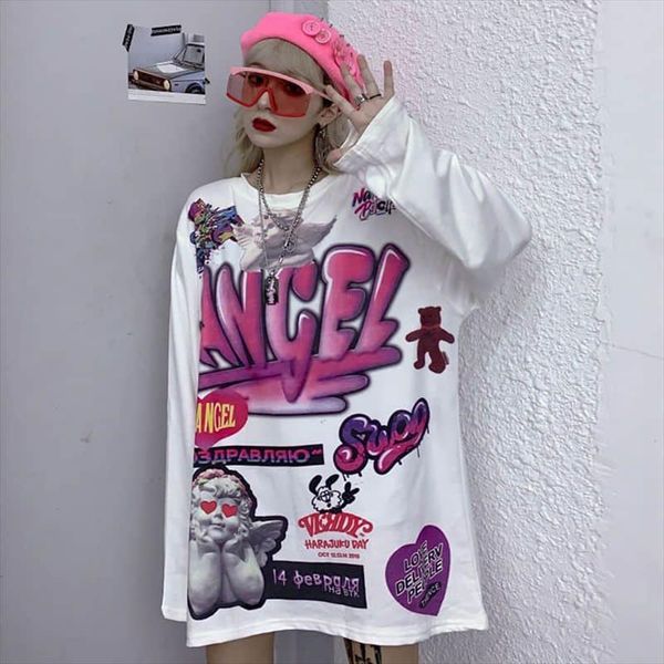 harajuku ins long sleeve t shirts o neck print cartoon loose spring new womens clothing casual style ladies tees pink, White
harajuku ins long sleeve t shirts o neck print cartoon loose spring new womens clothing casual style ladies tees pink, White