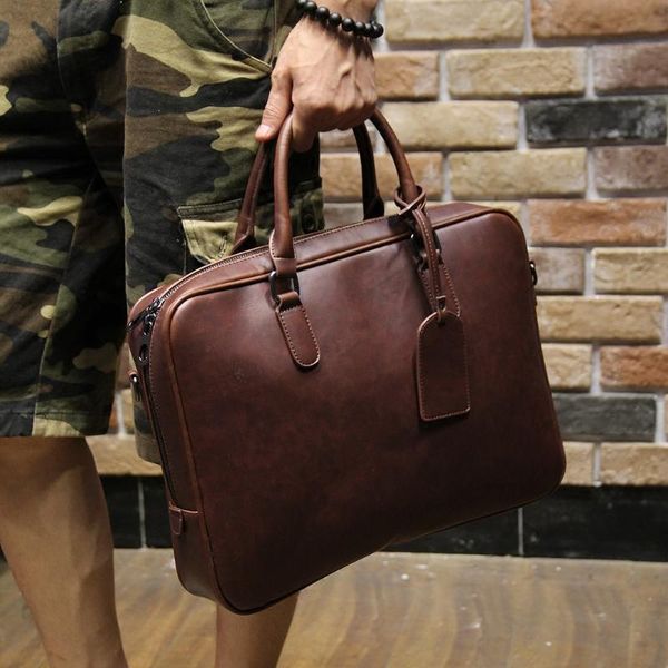 briefcases men's crazy horse pu leather male fashion brown business shoulder bags large handbag messenger bag work file
briefcases men's crazy horse pu leather male fashion brown business shoulder bags large handbag messenger bag work file