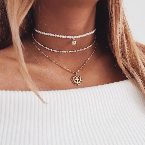 women choker simulated pearl necklaces & pendants rhinestone cross chain set female fashion jewelry vintage boho colar, Silver
women choker simulated pearl necklaces & pendants rhinestone cross chain set female fashion jewelry vintage boho colar, Silver