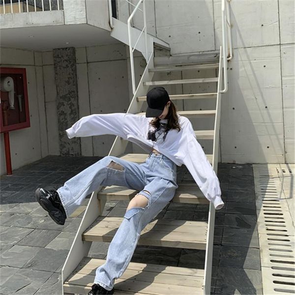 jeans for women high waist straight jeans ripped long denim pants girls lengthen fashion loose asymmetry streetwear, Blue
jeans for women high waist straight jeans ripped long denim pants girls lengthen fashion loose asymmetry streetwear, Blue