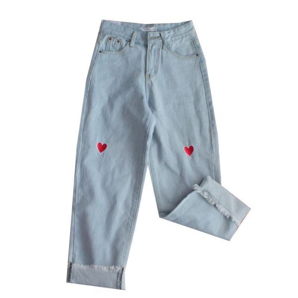 women's jeans harajuku denim wide leg pants japanese kpop kawaii heart embroidery high waist soft sister summer femme cute love trouser, Blue
women's jeans harajuku denim wide leg pants japanese kpop kawaii heart embroidery high waist soft sister summer femme cute love trouser, Blue