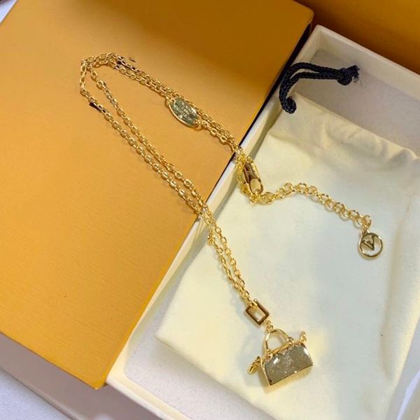 new popular women's brand l letter v classic bag shape designer necklace party wedding gift box, Silver
new popular women's brand l letter v classic bag shape designer necklace party wedding gift box, Silver