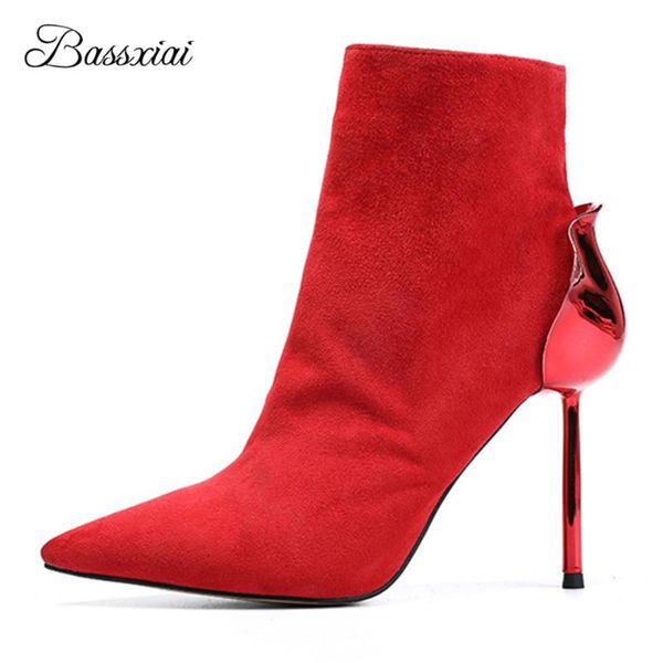 boots luxury suede winter for girls women metal leaf thin high heels side zip pointed toe short booties woman, Black
boots luxury suede winter for girls women metal leaf thin high heels side zip pointed toe short booties woman, Black