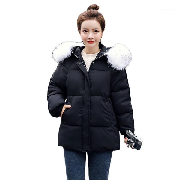 women's down & parkas winter coat women korean short loose big white fur hooded parka black pink blue zipper pockets long sleeve warmth
women's down & parkas winter coat women korean short loose big white fur hooded parka black pink blue zipper pockets long sleeve warmth