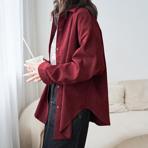 women's blouses & shirts casual vintage turn-down collar women corduroy famale elegant loose red long, White
women's blouses & shirts casual vintage turn-down collar women corduroy famale elegant loose red long, White
