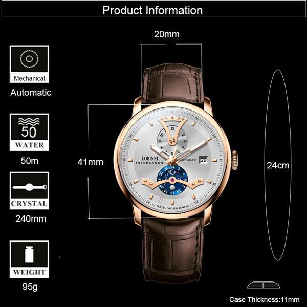 switzerland brand watch men lobinni automatic mechanical wristwatches mens luxury 50m waterproof watches reloj hombres man gifts, Slivery;brown
switzerland brand watch men lobinni automatic mechanical wristwatches mens luxury 50m waterproof watches reloj hombres man gifts, Slivery;brown