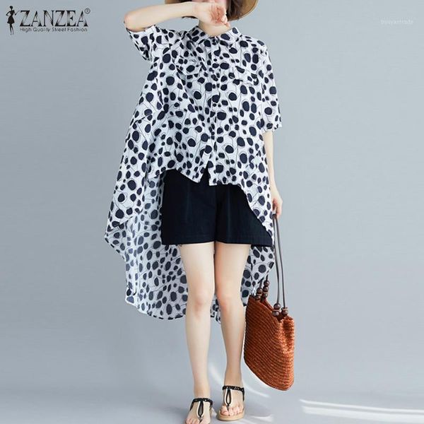 women's blouses & shirts 2021 zanzea women's asymmetrical blouse summer button blusas fashion printed female half sleeve tunic che, White
women's blouses & shirts 2021 zanzea women's asymmetrical blouse summer button blusas fashion printed female half sleeve tunic che, White