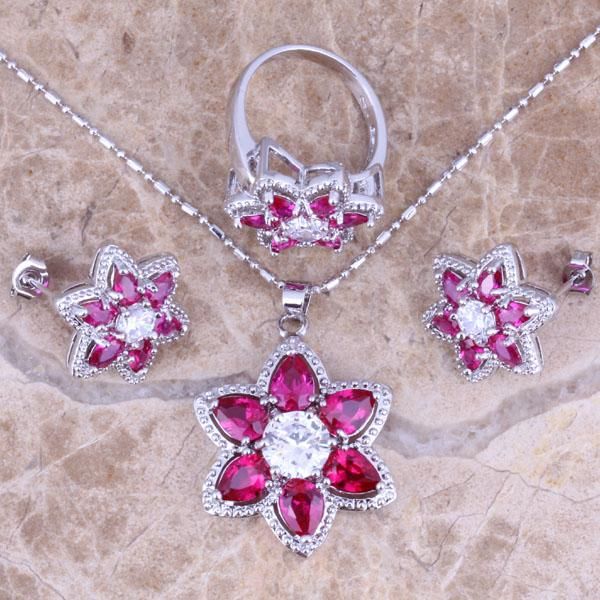 graceful red cubic zirconia white cz silver plated jewelry sets earrings pendant ring size 6 / 7 / 8 9 10 s0432
graceful red cubic zirconia white cz silver plated jewelry sets earrings pendant ring size 6 / 7 / 8 9 10 s0432