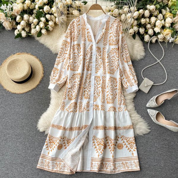 2021 new female singiny dressed in vintage fashion single breasted long dress loose frilly holiday dresses moig, Black;gray
2021 new female singiny dressed in vintage fashion single breasted long dress loose frilly holiday dresses moig, Black;gray