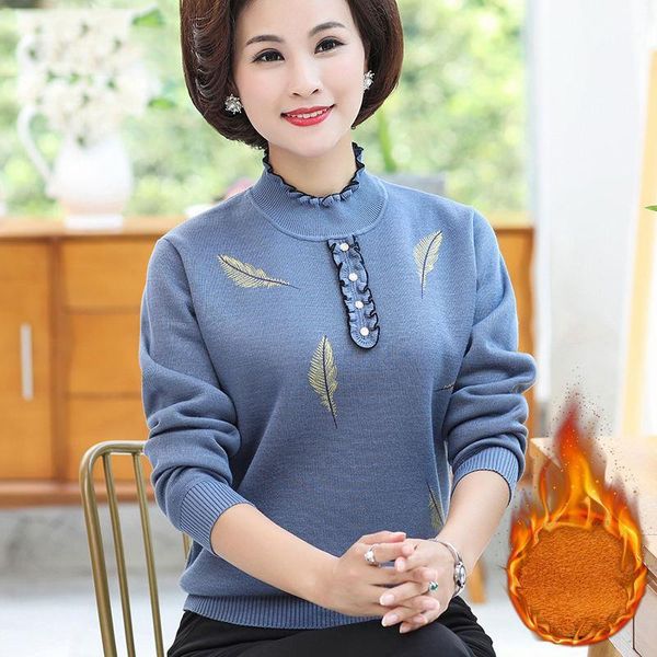 women's sweaters 2021 warm middle-aged women's plus velvet thick knitted sweater temperament mother autumn women winter pullover, White;black
women's sweaters 2021 warm middle-aged women's plus velvet thick knitted sweater temperament mother autumn women winter pullover, White;black