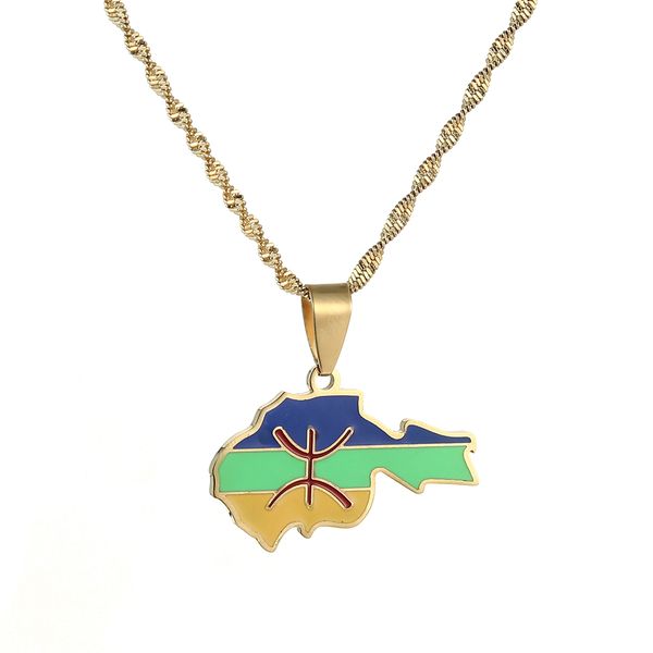 stainless steel berbers map pendant necklaces african berber flag jewelry for women men, Silver
stainless steel berbers map pendant necklaces african berber flag jewelry for women men, Silver