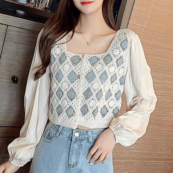 2020 new short design lace crochet shirt square neck patchwork lantern sleeve blouse sweet women, White
2020 new short design lace crochet shirt square neck patchwork lantern sleeve blouse sweet women, White