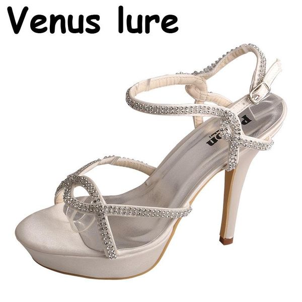 sandals wedopus ivory white bling wedding heels diamante summer size 8, Black