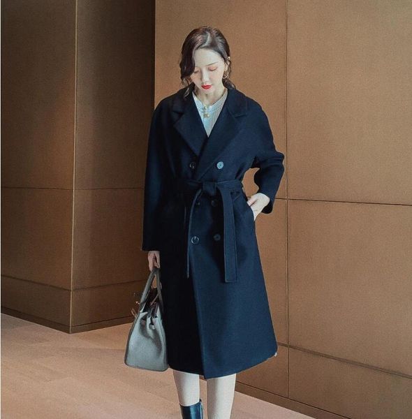 2021 winter coat new korean women's slim mid-length overcoat fashion office lady woolen jacket, Black
2021 winter coat new korean women's slim mid-length overcoat fashion office lady woolen jacket, Black