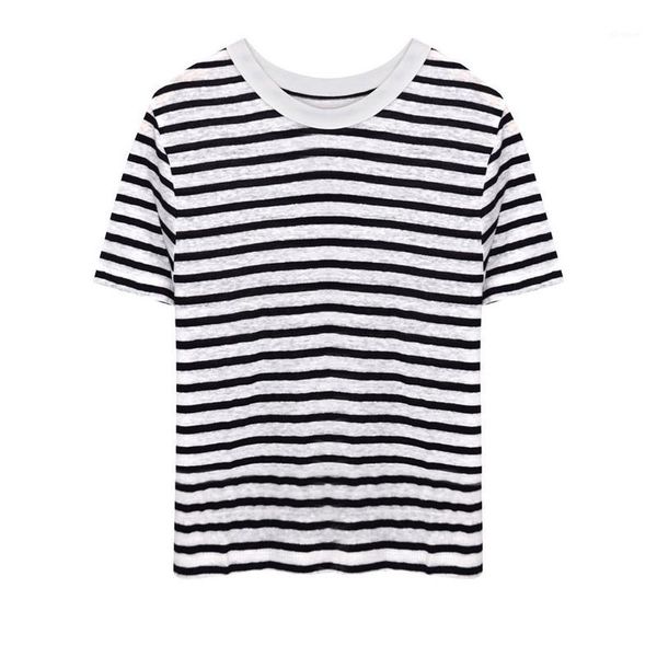 women striped linen t shirt 2020 new summer short sleeve o neck black white stripe knit slim t-shirt
women striped linen t shirt 2020 new summer short sleeve o neck black white stripe knit slim t-shirt