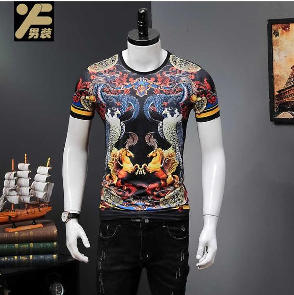2021 new spring and summer brand ice silk short t-shirt personality slim men's print fashion half sleeve zzts, White;black
2021 new spring and summer brand ice silk short t-shirt personality slim men's print fashion half sleeve zzts, White;black