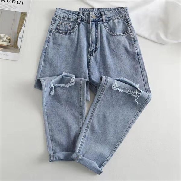 womens jeans 2020 ripped female jeans korean button hole ms. denim high waist loose casual pencil pants, Blue
womens jeans 2020 ripped female jeans korean button hole ms. denim high waist loose casual pencil pants, Blue