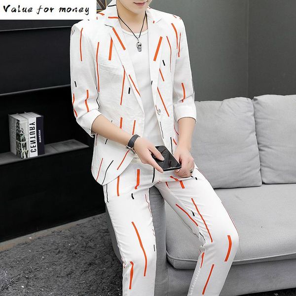 men's suits & blazers wedding print striped groom tuxedos nightclub tow pcs set casual slim business terno masculino 2021 fashion suit, White;black
men's suits & blazers wedding print striped groom tuxedos nightclub tow pcs set casual slim business terno masculino 2021 fashion suit, White;black