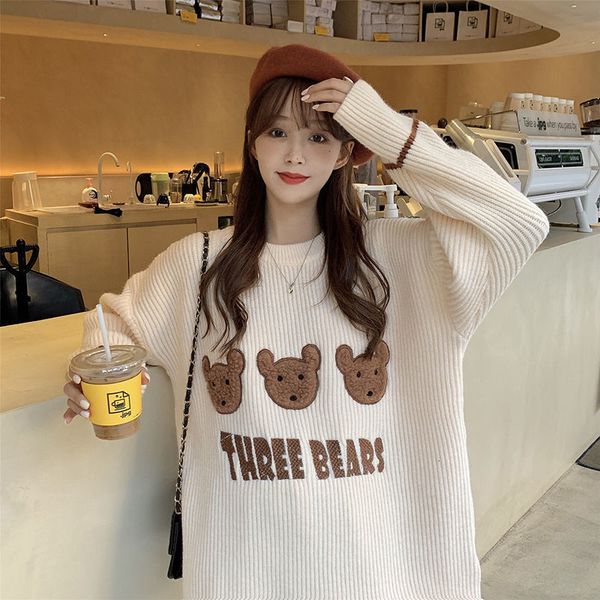 autumn 2021 and winter new the wild female red loose lazy bear pattern pulley tide sweater gkv6, White;black
autumn 2021 and winter new the wild female red loose lazy bear pattern pulley tide sweater gkv6, White;black