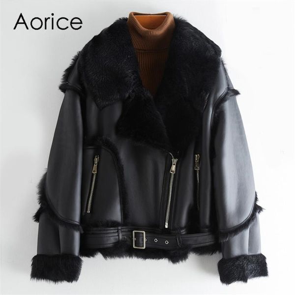 women's fur & faux aorice women real sheepskin with coat jacket female one parka coats ct073, Black
women's fur & faux aorice women real sheepskin with coat jacket female one parka coats ct073, Black