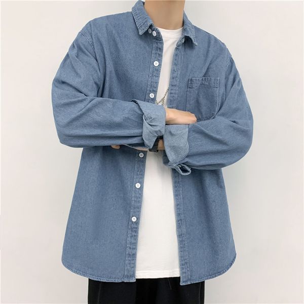 tooling denim men's cool shirt in autumn and winter casual long sleeve coat, White;black 
tooling denim men's cool shirt in autumn and winter casual long sleeve coat, White;black