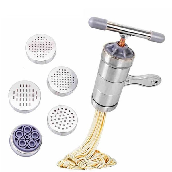 noodle maker press pasta machine crank manual cutter fruits juicer cookware with 5 pressing moulds making spaghetti kitchenware