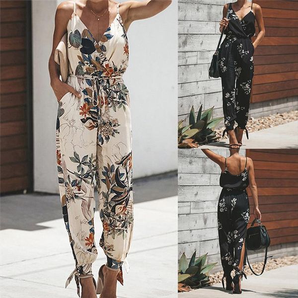 women floral jumpsuits casual v neck spaghetti strap print bodysuit bohemia drawstring female rompers plus size, Black;white
women floral jumpsuits casual v neck spaghetti strap print bodysuit bohemia drawstring female rompers plus size, Black;white