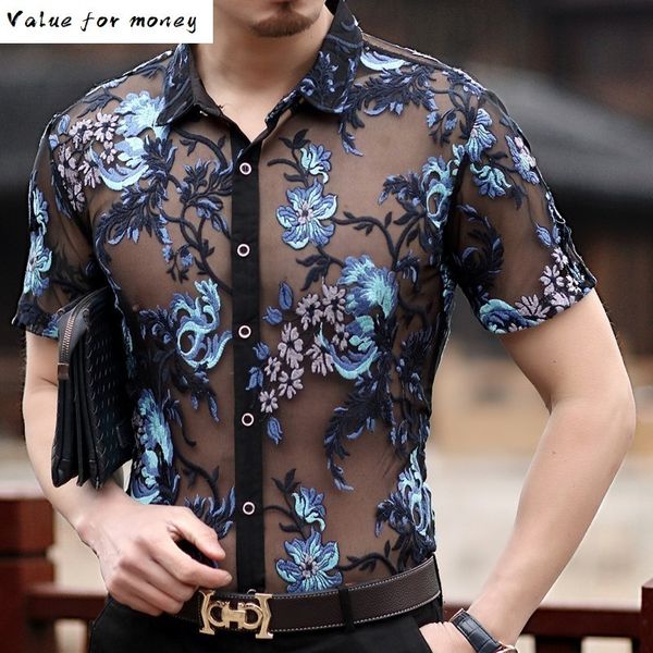 transparent men embroidery shirt new lace shirt for male see through mesh shirt club party prom chemise homme 4xl c1212, White;black
transparent men embroidery shirt new lace shirt for male see through mesh shirt club party prom chemise homme 4xl c1212, White;black