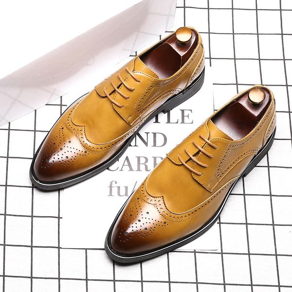 design of korean men fashionable wedding dress breathable brogue sculpture bullock leather cow shoe pointed to the man shoes pr87, Black
design of korean men fashionable wedding dress breathable brogue sculpture bullock leather cow shoe pointed to the man shoes pr87, Black