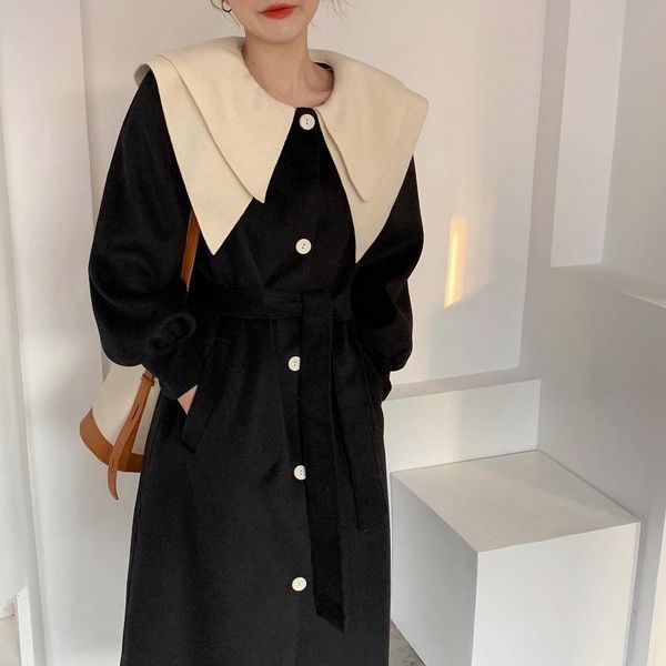 snordic women vintage patchwork slim long wool coat jacket belt double layer collar woolen overcoat puff sleeve outerwear, Black
snordic women vintage patchwork slim long wool coat jacket belt double layer collar woolen overcoat puff sleeve outerwear, Black