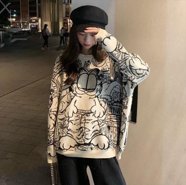 cute sweater women 2021 winter korean style streetwear casual cartoon cat printed long sleeve knitted pullover jumper t434, White;black
cute sweater women 2021 winter korean style streetwear casual cartoon cat printed long sleeve knitted pullover jumper t434, White;black