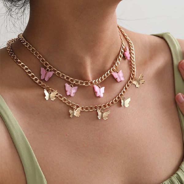 2pcs butterfly pendant necklace for women 2021 trendy creative clavicle chain choker necklace charm jewelry gift, Silver
2pcs butterfly pendant necklace for women 2021 trendy creative clavicle chain choker necklace charm jewelry gift, Silver