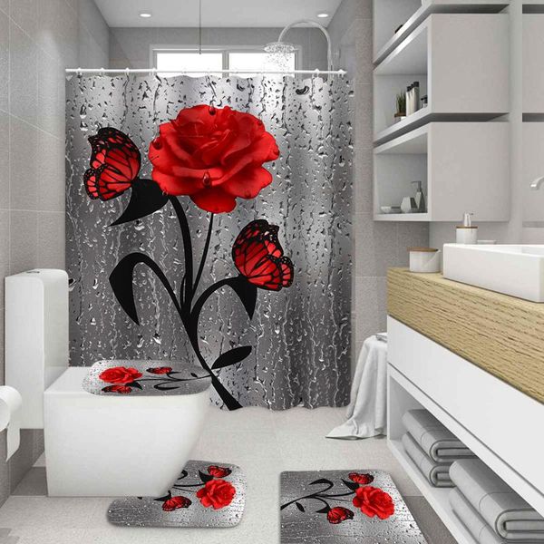 3d bathroom set water drop rose butterfly printed shower curtain non slip pedestal rug toilet lid cover bath carpet floor mat
3d bathroom set water drop rose butterfly printed shower curtain non slip pedestal rug toilet lid cover bath carpet floor mat