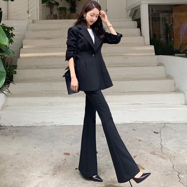 women's two piece pants business uniform women flares pant suits 2 set slim blazer jacket office lady wortrumpet female suit, White
women's two piece pants business uniform women flares pant suits 2 set slim blazer jacket office lady wortrumpet female suit, White