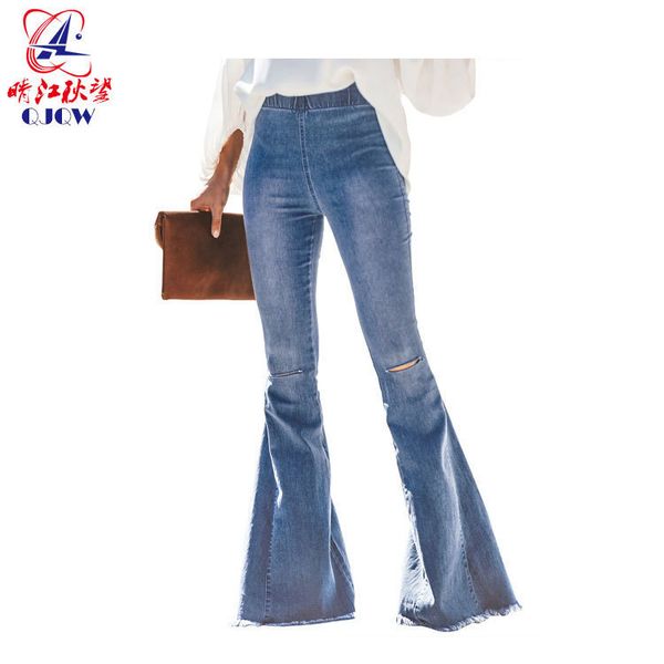 women autumn 2020 new women's fringe jeans, Blue